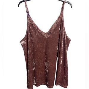 Torrid Dusty Rose Crushed Velvet Tank Top w/ Lace Trim